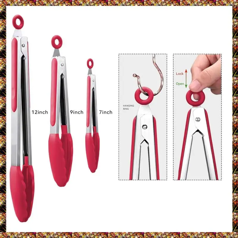 BTCL 3-Piece Premium Stainless Steel Locking Kitchen Tongs With Silicon Tips, Set Of 3-7Inch, 9Inch And 12Inch
BTCL 3-Piece Premium Stainless Steel Locking Kitchen Tongs With Silicon Tips, Set Of 3-7Inch, 9Inch And 12Inch