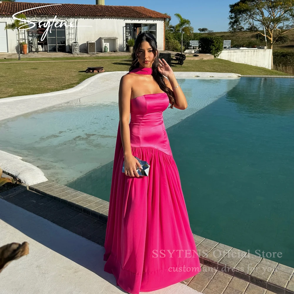 SSYTENS Rose Pink Satin Evening Dresses Strapless Dubai Arab Party Dress Sleeveless Elegant A line Long Event Dresses Customized
SSYTENS Rose Pink Satin Evening Dresses Strapless Dubai Arab Party Dress Sleeveless Elegant A line Long Event Dresses Customized