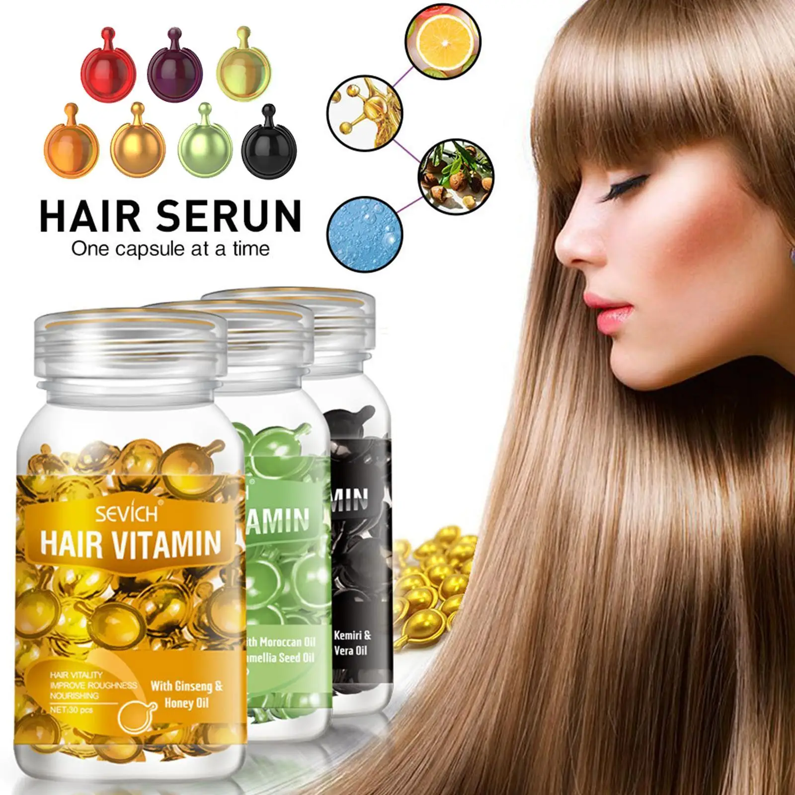 Smooth Silky Hair Vitamin Capsule Keratin Complex Oil Hair Care Repair Damaged Hair Serum Anti-Loss Moroccan Hair Oil
Smooth Silky Hair Vitamin Capsule Keratin Complex Oil Hair Care Repair Damaged Hair Serum Anti-Loss Moroccan Hair Oil