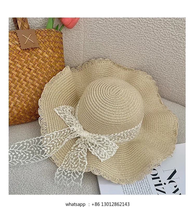 Соломенная шляпа с французским кружевом и бантом, женская пляжная шляпа от солнца с волнистыми краями и большими полями
Соломенная шляпа с французским кружевом и бантом, женская пляжная шляпа от солнца с волнистыми краями и большими полями