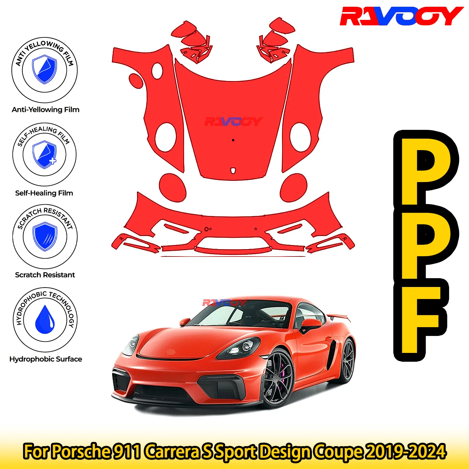 For Porsche 911 Carrera S Sport Design Coupe 2019-2024 Glossy Matte Black Precut front PPF Kit Paint Protection Film
For Porsche 911 Carrera S Sport Design Coupe 2019-2024 Glossy Matte Black Precut front PPF Kit Paint Protection Film