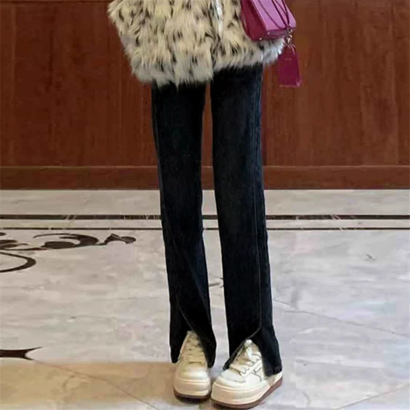 High Waist Slit Denim Jeans Women's Loose Straight Leg Long Pants plus Size Faionable Spring INS Slimming Wide Leg Trousers
High Waist Slit Denim Jeans Women's Loose Straight Leg Long Pants plus Size Faionable Spring INS Slimming Wide Leg Trousers