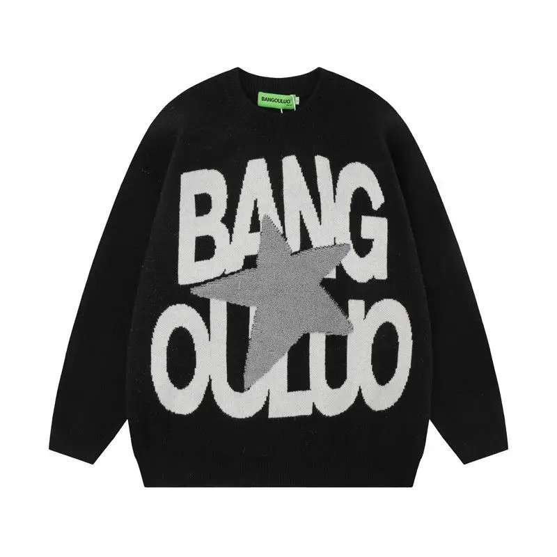American Ins Simple Personalized Letter Star Jacquard Round Neck Decorative Sweater Trend Y2K Loose Couple Lazy Sweater Tops
American Ins Simple Personalized Letter Star Jacquard Round Neck Decorative Sweater Trend Y2K Loose Couple Lazy Sweater Tops