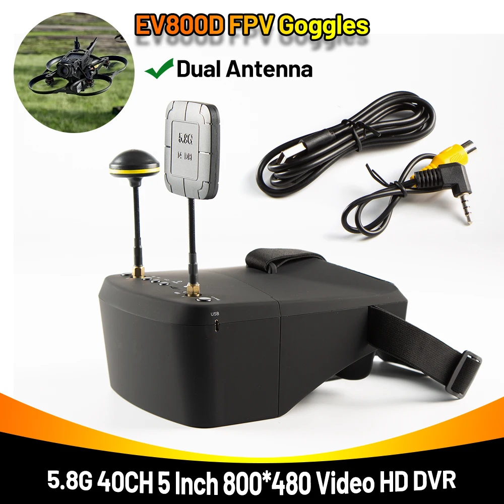 EV800D 5,8G 40CH 5-дюймовая видеогарнитура 800*480 HD DVR Различные очки FPV с аккумулятором для модели RC RC FPV Drone 
EV800D 5,8G 40CH 5-дюймовая видеогарнитура 800*480 HD DVR Различные очки FPV с аккумулятором для модели RC RC FPV Drone