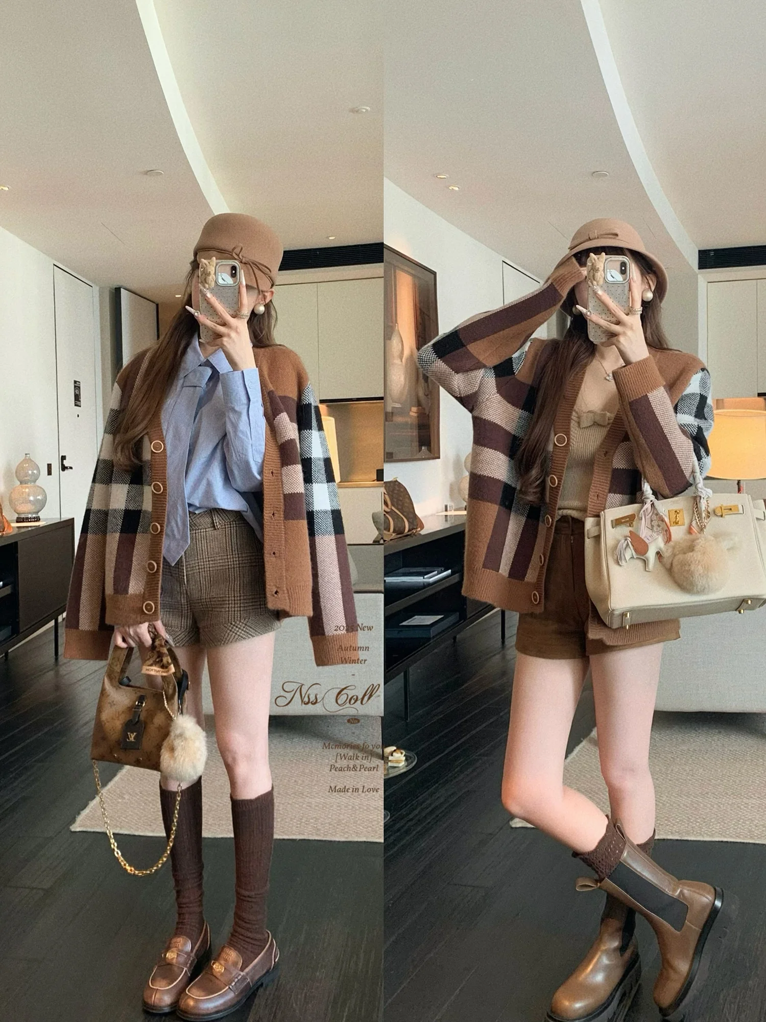 Синий свободный вязаный кардиган с воротником BBR, коричневый в клетку, от NSS Collection, коллекция Zodiac Sign, женская мода, осень 2025
Синий свободный вязаный кардиган с воротником BBR, коричневый в клетку, от NSS Collection, коллекция Zodiac Sign, женская мода, осень 2025