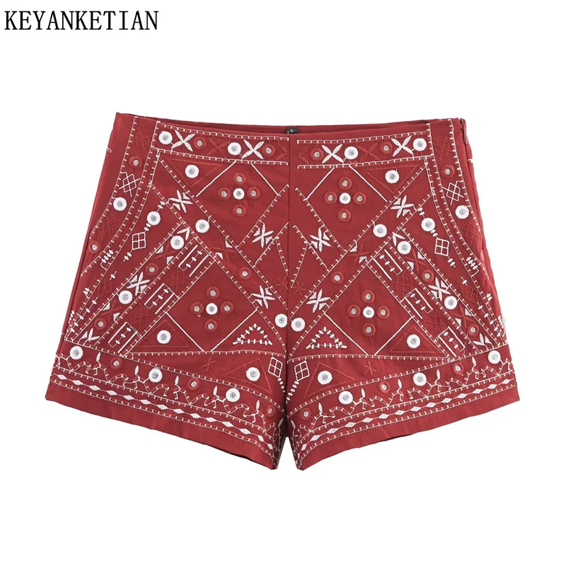 KEYANKETIAN 2025 летние новые женские прямые шорты с вышивкой, украшенные в богемном стиле, популярные узкие шорты с высокой талией и боковой молнией
KEYANKETIAN 2025 летние новые женские прямые шорты с вышивкой, украшенные в богемном стиле, популярные узкие шорты с высокой талией и боковой молнией