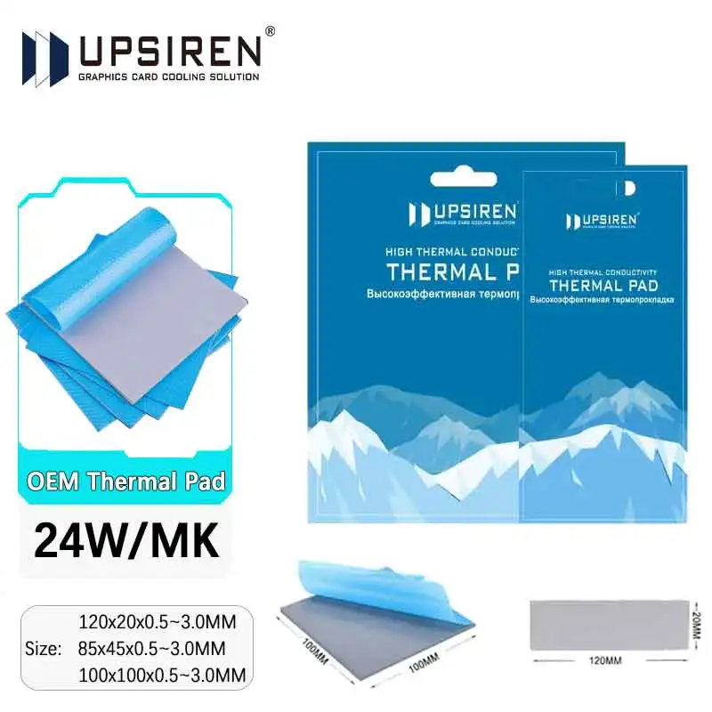 Upsiren 24 Вт/мк 0,75/1,25/1,75 мм радиатор процессора графического процессора, охлаждающий проводящий силиконовый коврик, высокое качество, оригинальная подлинная термопрокладка
Upsiren 24 Вт/мк 0,75/1,25/1,75 мм радиатор процессора графического процессора, охлаждающий проводящий силиконовый коврик, высокое качество, оригинальная подлинная термопрокладка