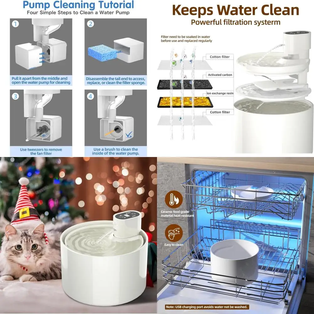 Ceramic Cat Water Fountain,Cat Water Fountain Cordless Sensor Automatic with Ultra-Quiet Pump for Cats, Dogs, Multiple Pets
Ceramic Cat Water Fountain,Cat Water Fountain Cordless Sensor Automatic with Ultra-Quiet Pump for Cats, Dogs, Multiple Pets