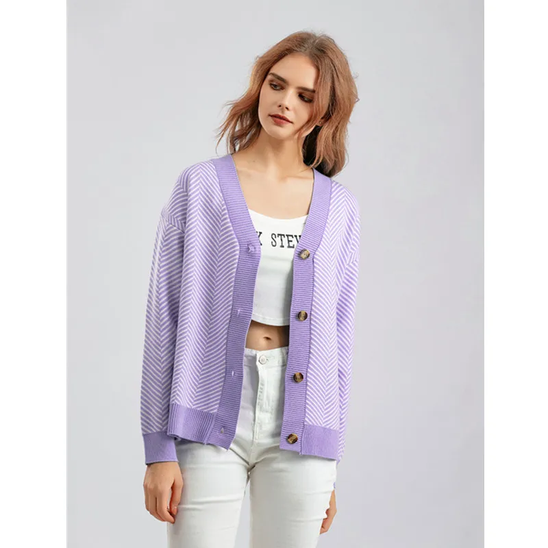 Women's Winter Blouse V-neck Striped Cardigans Sweaters Autumn Winter Fashion Long Sleeve Top Loose Knitted Cardigan Clothing
Women's Winter Blouse V-neck Striped Cardigans Sweaters Autumn Winter Fashion Long Sleeve Top Loose Knitted Cardigan Clothing