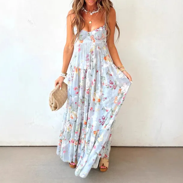 2026 summer new printed sleeveless backless elegant camisole dress for women
2026 summer new printed sleeveless backless elegant camisole dress for women