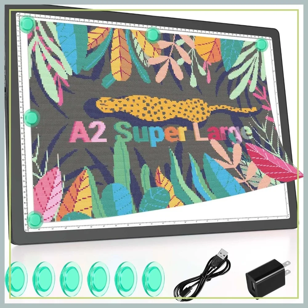 Rechargeable LED Light Board, 25.2"x18.4" Extra Large Light Pad with 5000mAh Battery, Magnetic Attraction for Tracing, Drawing, Diamond Painting
Rechargeable LED Light Board, 25.2"x18.4" Extra Large Light Pad with 5000mAh Battery, Magnetic Attraction for Tracing, Drawing, Diamond Painting