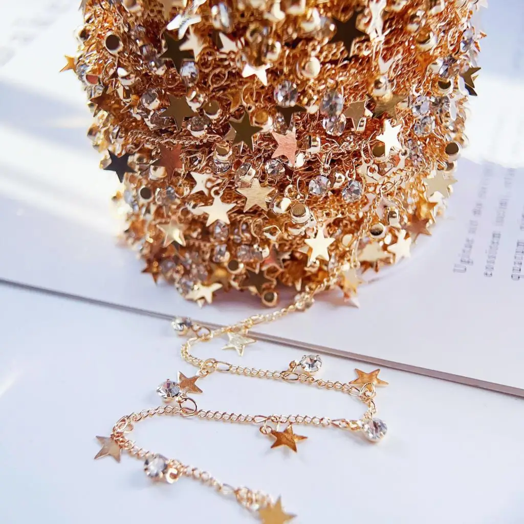 2Meters 1Meter Crystal Beads Star Charm Copper Chain Pendants Flat Chains for DIY Handmade Necklace Jewelry Making Wholesale
2Meters 1Meter Crystal Beads Star Charm Copper Chain Pendants Flat Chains for DIY Handmade Necklace Jewelry Making Wholesale