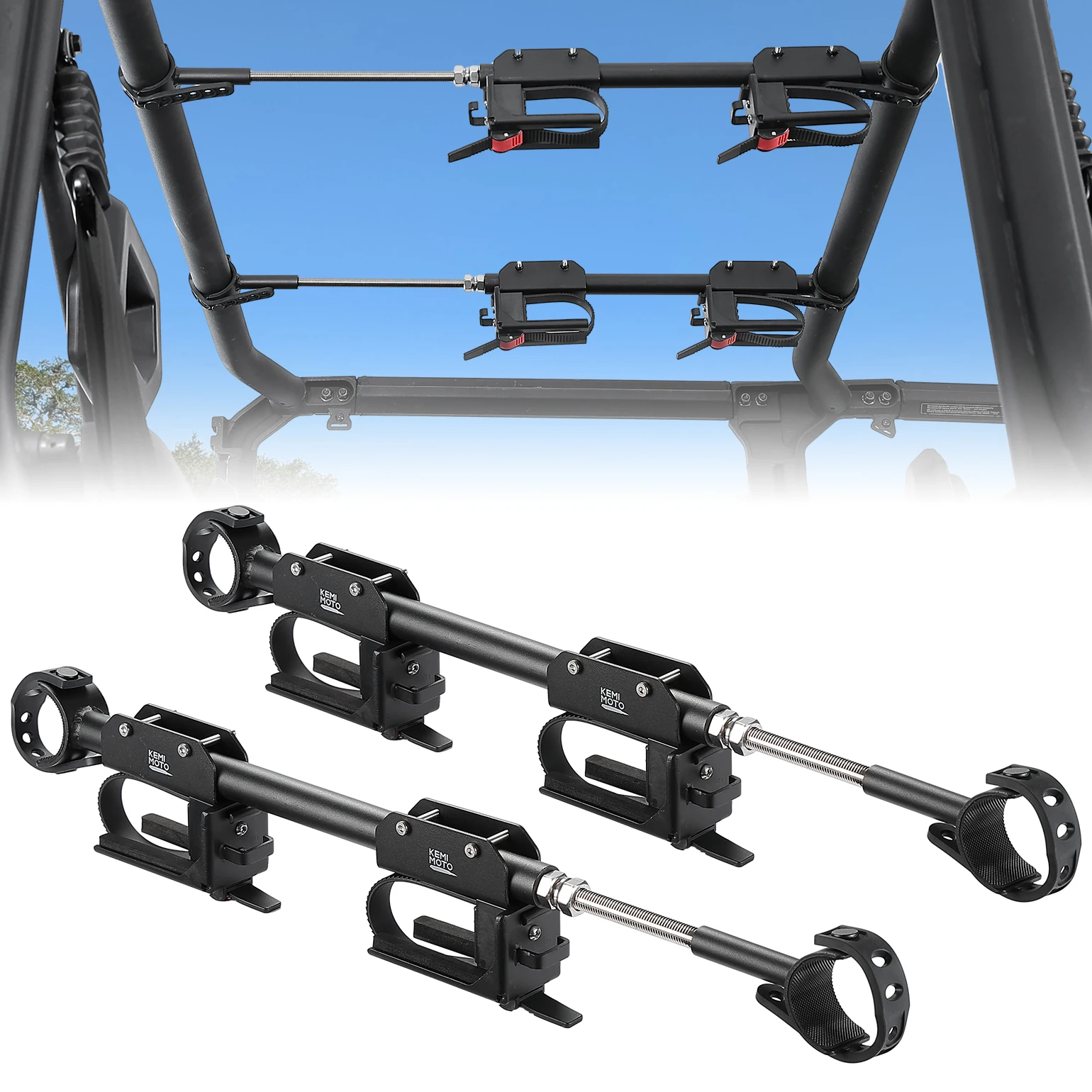 UTV Overhead Hunting Tool Holder Rack Roof Mounted 21in-28in Bow Rack for Roll Bars Front to Back Universal Hunting Accessory
UTV Overhead Hunting Tool Holder Rack Roof Mounted 21in-28in Bow Rack for Roll Bars Front to Back Universal Hunting Accessory