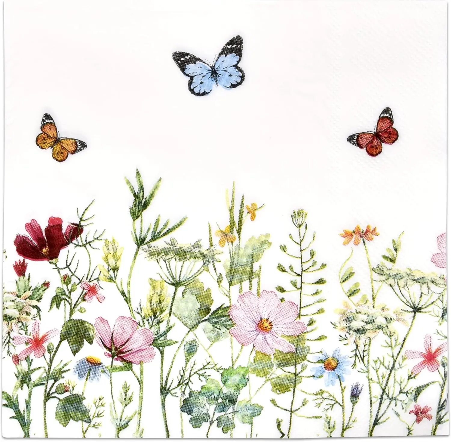Wildflower Floral Luncheon Napkins with Colorful Butterflies for Spring Wedding Baby Shower Tea Party
Wildflower Floral Luncheon Napkins with Colorful Butterflies for Spring Wedding Baby Shower Tea Party