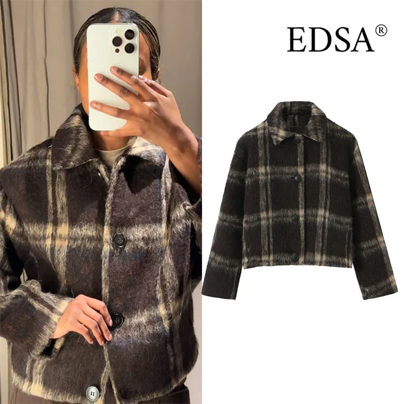 EDSA женская куртка в клетку, уличные куртки с длинными рукавами для женщин, повседневная новая верхняя одежда
EDSA женская куртка в клетку, уличные куртки с длинными рукавами для женщин, повседневная новая верхняя одежда