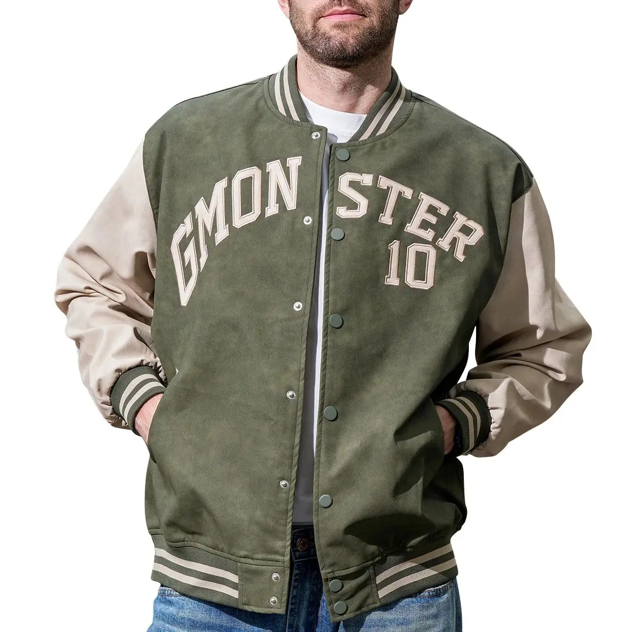 Men's Faux PU Leather Colour Block Bomber Jackets Embroidery Biker Clothing Autumn and Winter College Varsity Baseball Coats
Men's Faux PU Leather Colour Block Bomber Jackets Embroidery Biker Clothing Autumn and Winter College Varsity Baseball Coats