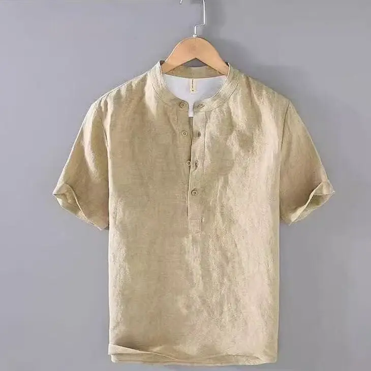 Retro Linen Short Sleeve T-Shirt Men's Thin Loose Summer New Cotton Linen Stand Collar Half Sleeve Casual Trendy Top
Retro Linen Short Sleeve T-Shirt Men's Thin Loose Summer New Cotton Linen Stand Collar Half Sleeve Casual Trendy Top