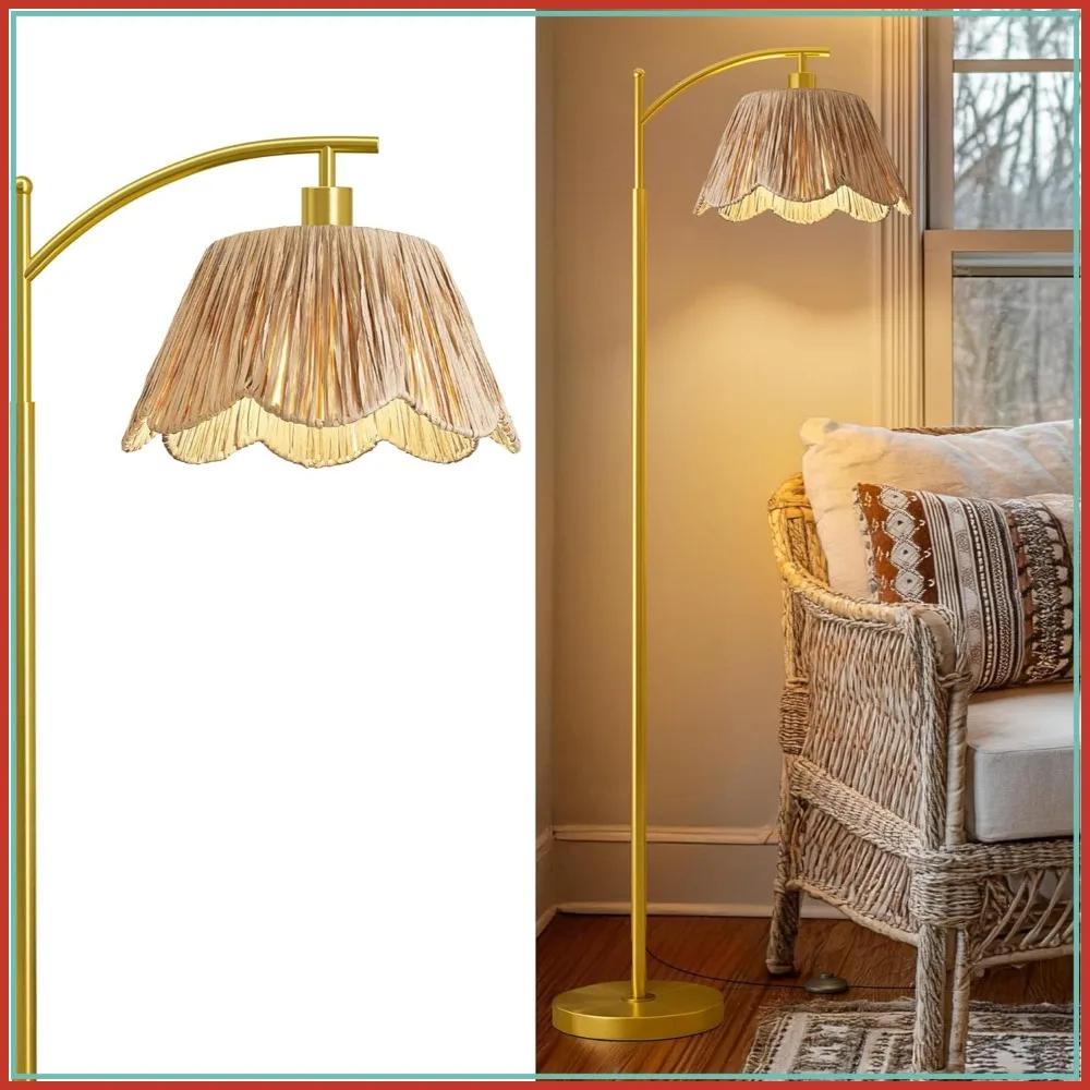 Rattan Boho Floor Lamp with Handwoven Shade, Foot Switch, Gold Metal Base, Standing Lamp for Living Room Bedroom
Rattan Boho Floor Lamp with Handwoven Shade, Foot Switch, Gold Metal Base, Standing Lamp for Living Room Bedroom