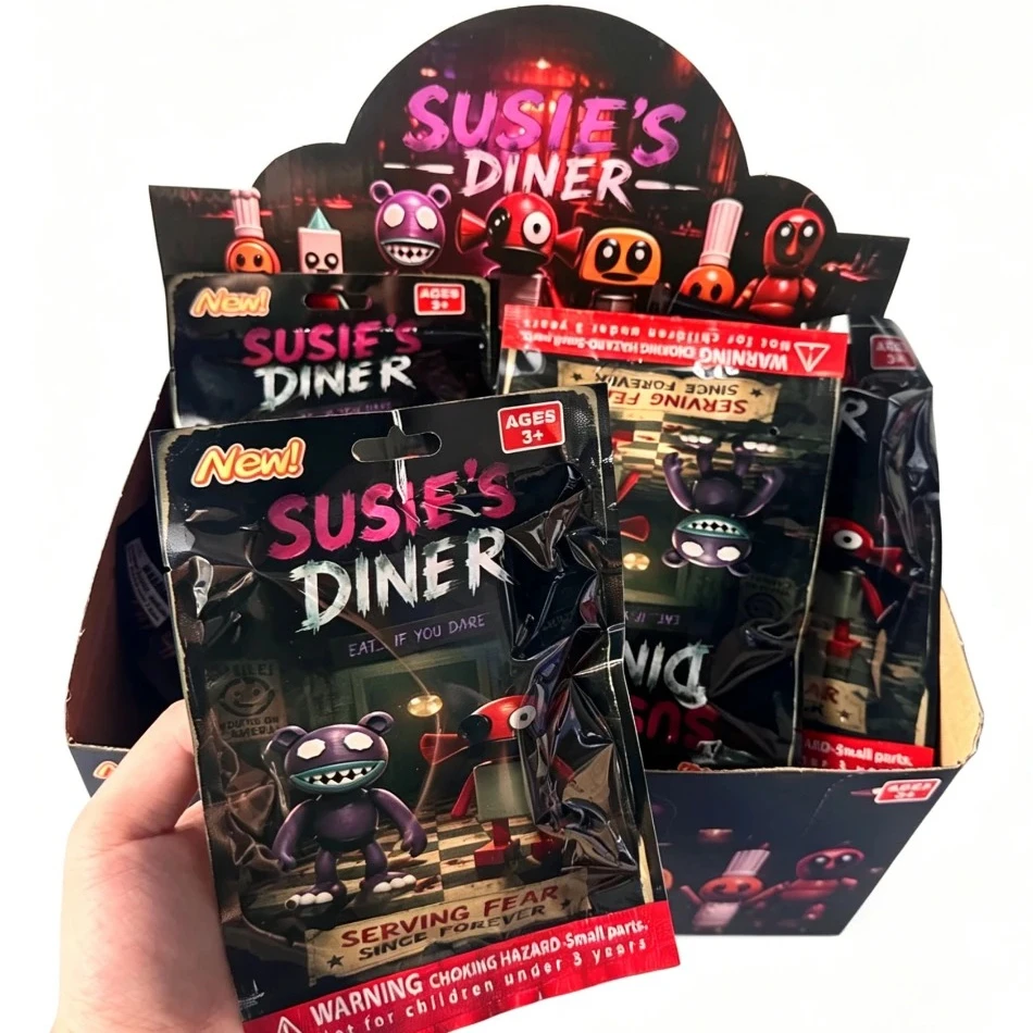 Horror Cartoon Susie's Diner Blind Box Movable Joint Monster Figurine with Black Base Random Style Surprise Gift Desktop Decor
Horror Cartoon Susie's Diner Blind Box Movable Joint Monster Figurine with Black Base Random Style Surprise Gift Desktop Decor