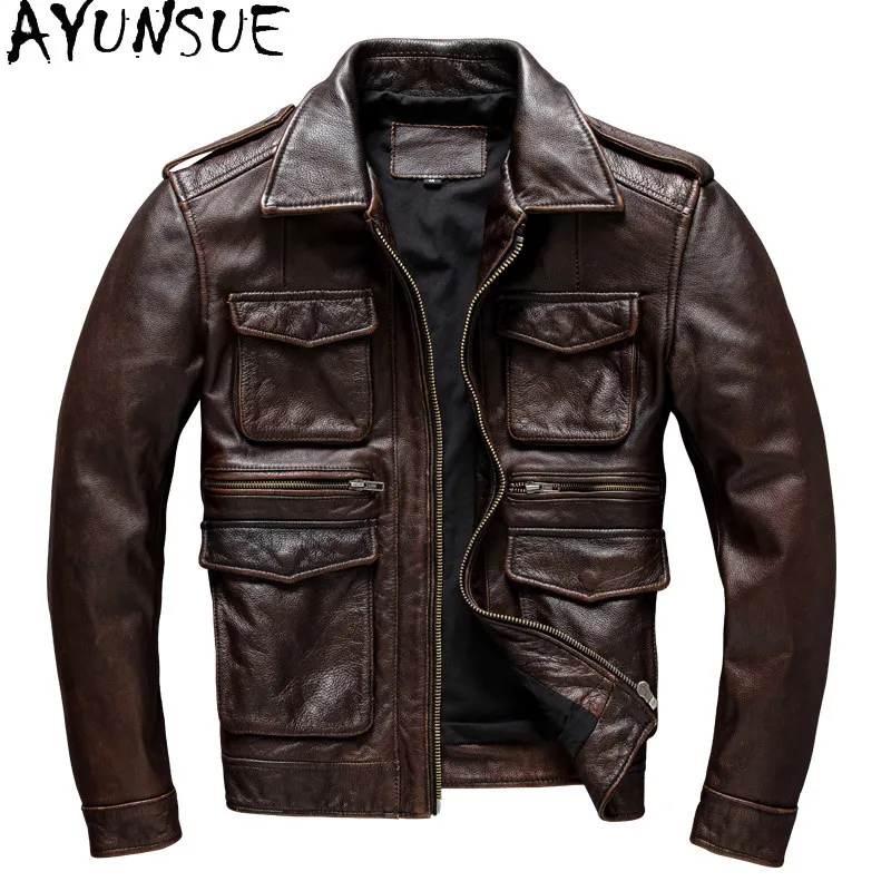 AYUNSUE New First Layer Cowhide Real Leather Coat Man 8XL Vintage Lapel Genuine Leather Jacket Men High Quality Leather Jackets
AYUNSUE New First Layer Cowhide Real Leather Coat Man 8XL Vintage Lapel Genuine Leather Jacket Men High Quality Leather Jackets