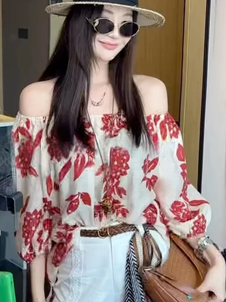 Rouje Wardr Vaion Sle, топ на одно плечо с цветочным принтом, женский летний свободный топ без рукавов, повседневная модная повседневная одежда 
Rouje Wardr Vaion Sle, топ на одно плечо с цветочным принтом, женский летний свободный топ без рукавов, повседневная модная повседневная одежда