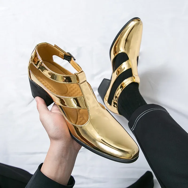 Summer Luxury Glitter Leather Sandals Men High-heel Elegant Mens Dress Shoes Big Size 46 Business Shoes Man zapatos para hombre
Summer Luxury Glitter Leather Sandals Men High-heel Elegant Mens Dress Shoes Big Size 46 Business Shoes Man zapatos para hombre