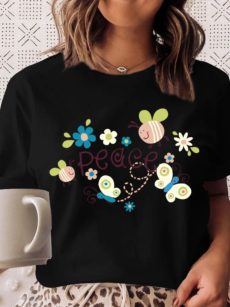 Women T shirt Cartoon Flower Peace Lovely New Tees Tops Ladies Fashion Summer Print Graphic T Female Tshirts Clothes T-Shirt
Women T shirt Cartoon Flower Peace Lovely New Tees Tops Ladies Fashion Summer Print Graphic T Female Tshirts Clothes T-Shirt