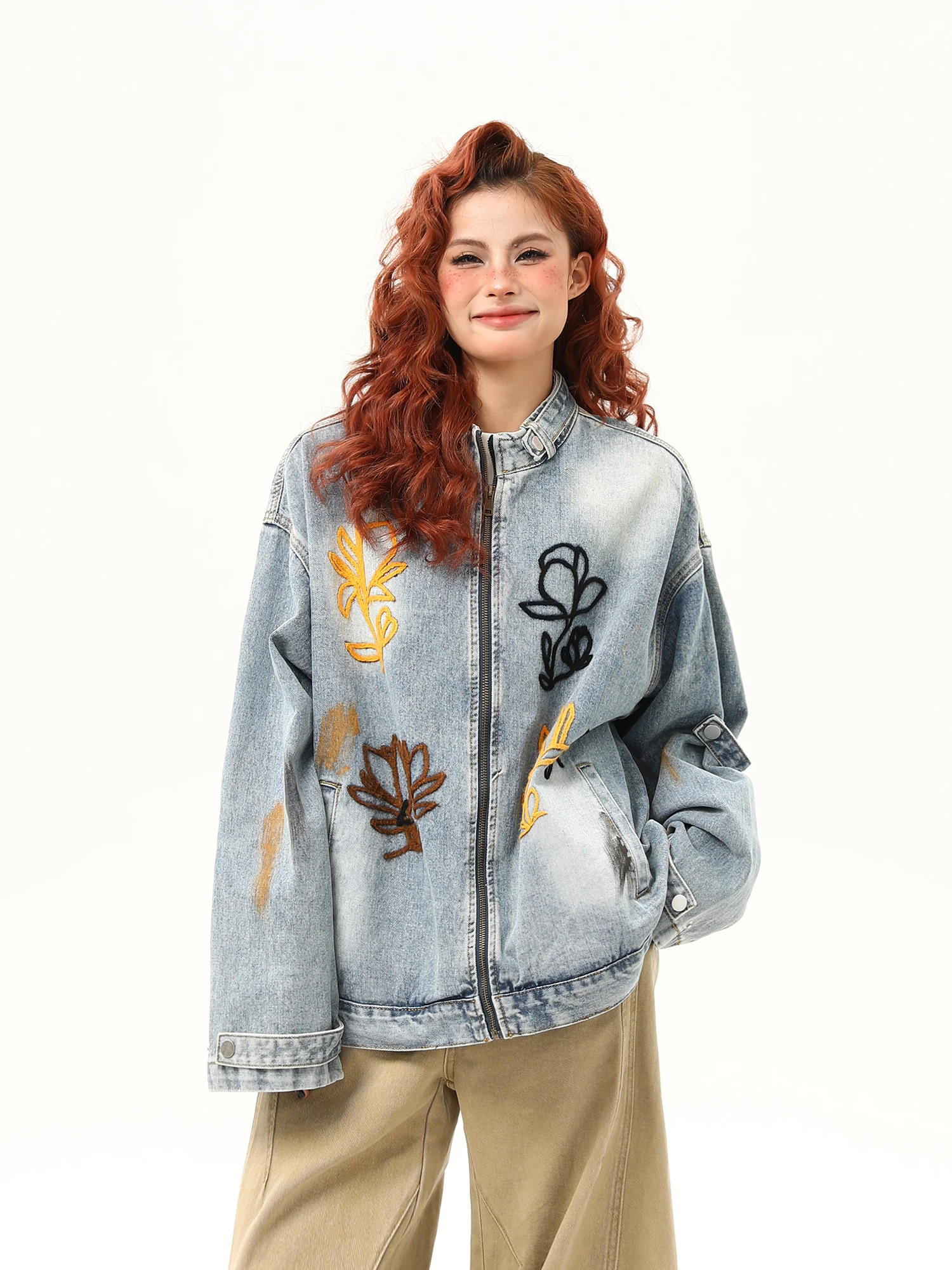 Wild Azizi American Retro Waed Floral Embroidery Denim Jaet Women's Trendy Brand Heavyweight Jaet Street Sle Loose Fit
Wild Azizi American Retro Waed Floral Embroidery Denim Jaet Women's Trendy Brand Heavyweight Jaet Street Sle Loose Fit