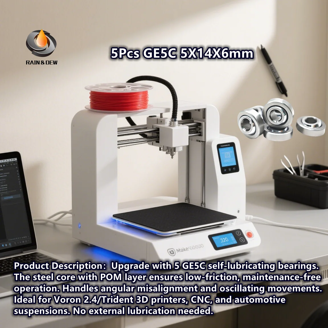 5 шт. GE5C самосмазывающиеся радиальные сферические подшипники скольжения 5X14X6 мм для деталей Voron 2.4 Voron Trident 3D Pinter 
5 шт. GE5C самосмазывающиеся радиальные сферические подшипники скольжения 5X14X6 мм для деталей Voron 2.4 Voron Trident 3D Pinter