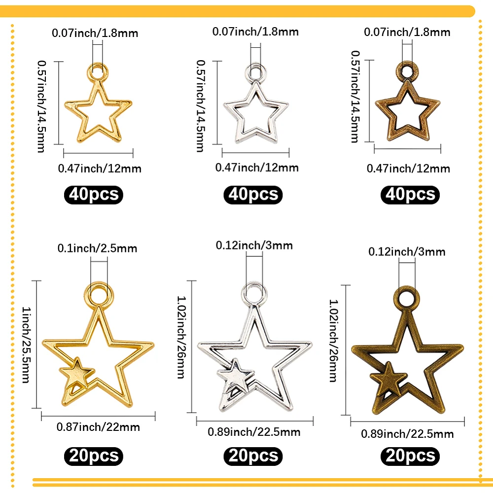 180Pcs Style Zinc Alloy Pendants Star Mixed Color 14.5~26x12~22.5x1~3mm Hole: 1.8~3mm
180Pcs Style Zinc Alloy Pendants Star Mixed Color 14.5~26x12~22.5x1~3mm Hole: 1.8~3mm