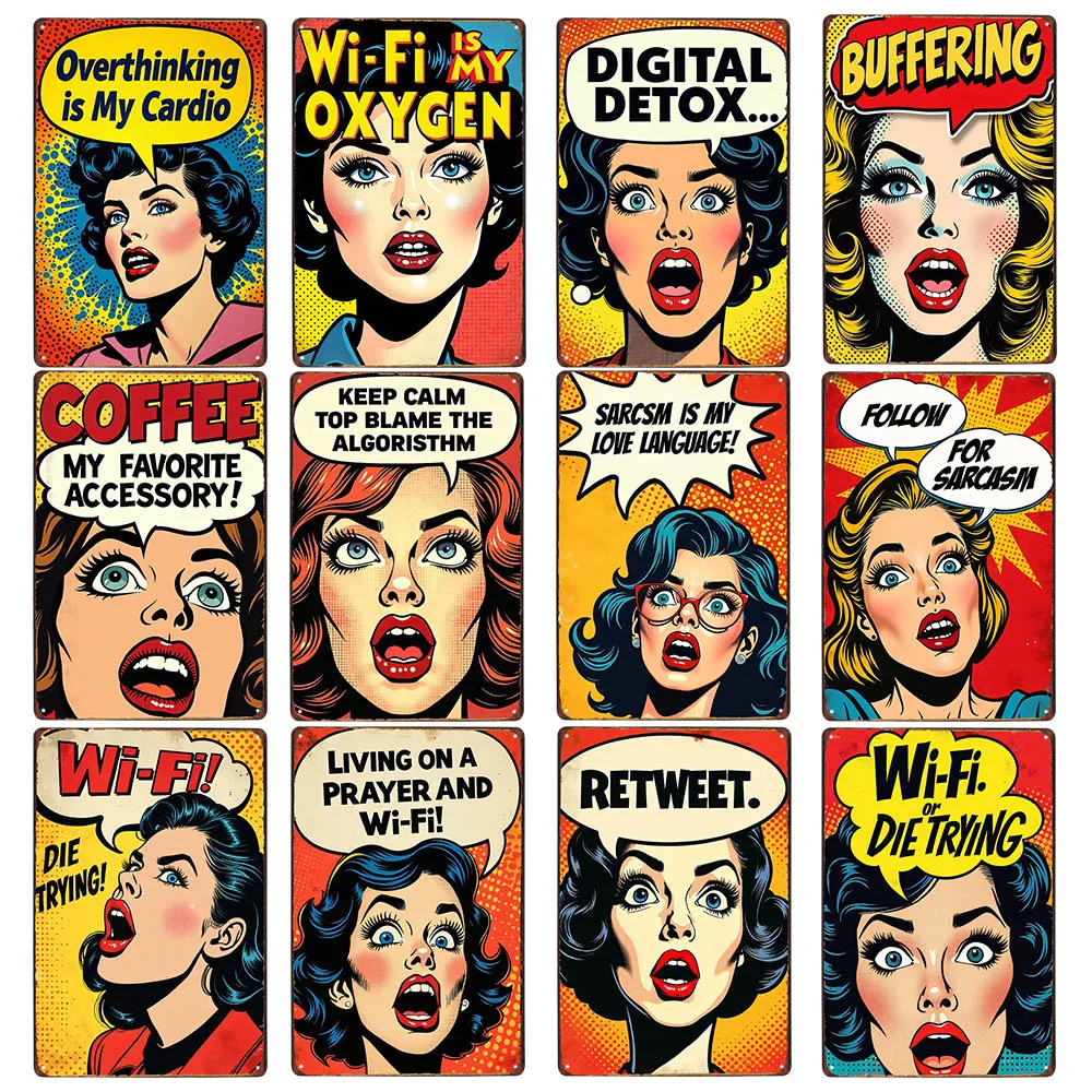 Retro Pop Art Metal Tin Signs Home Decor Wall Art Coffee Shop Decor Sarcasm Humor Quotes
Retro Pop Art Metal Tin Signs Home Decor Wall Art Coffee Shop Decor Sarcasm Humor Quotes