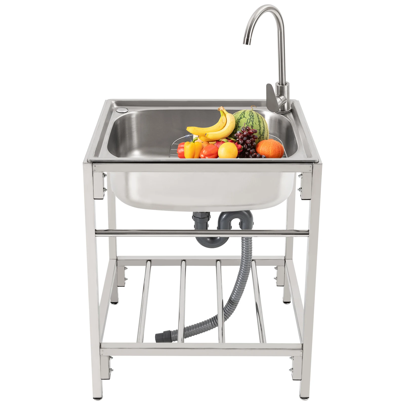 Utility Sink Free Standing Single Bowl Kitchen Sink with Cold and Hot Water Faucet Commercial Stainless Steel Sink for Kitchens
Utility Sink Free Standing Single Bowl Kitchen Sink with Cold and Hot Water Faucet Commercial Stainless Steel Sink for Kitchens