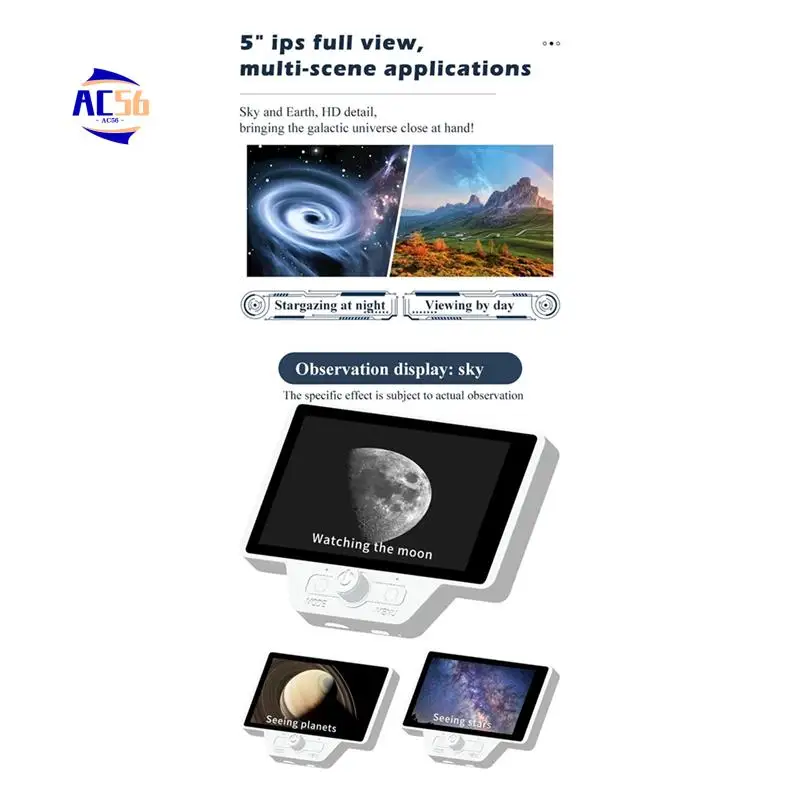 AC56-NEW 2K HD Wifi S1 Electronic Eyepiece 5 Inch IPS Screen Astronomical Telescope Digital Lens Microscope Eyepiece
AC56-NEW 2K HD Wifi S1 Electronic Eyepiece 5 Inch IPS Screen Astronomical Telescope Digital Lens Microscope Eyepiece