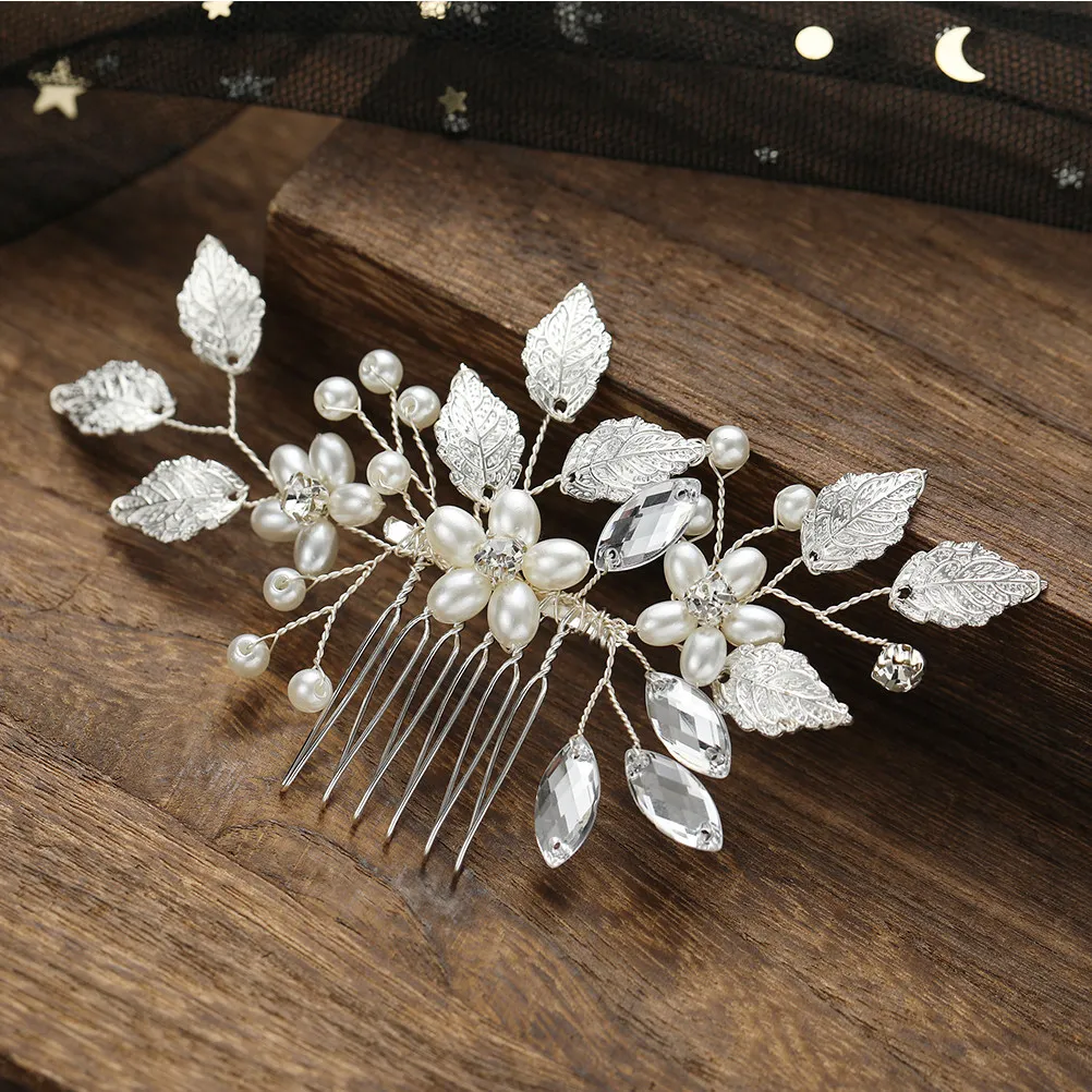 Silver Pearls Rhinestones Bridal Hair Comb Side Comb Wedding Pearls Hair Styling Tool for Brides Bridesmaids Proms
Silver Pearls Rhinestones Bridal Hair Comb Side Comb Wedding Pearls Hair Styling Tool for Brides Bridesmaids Proms
