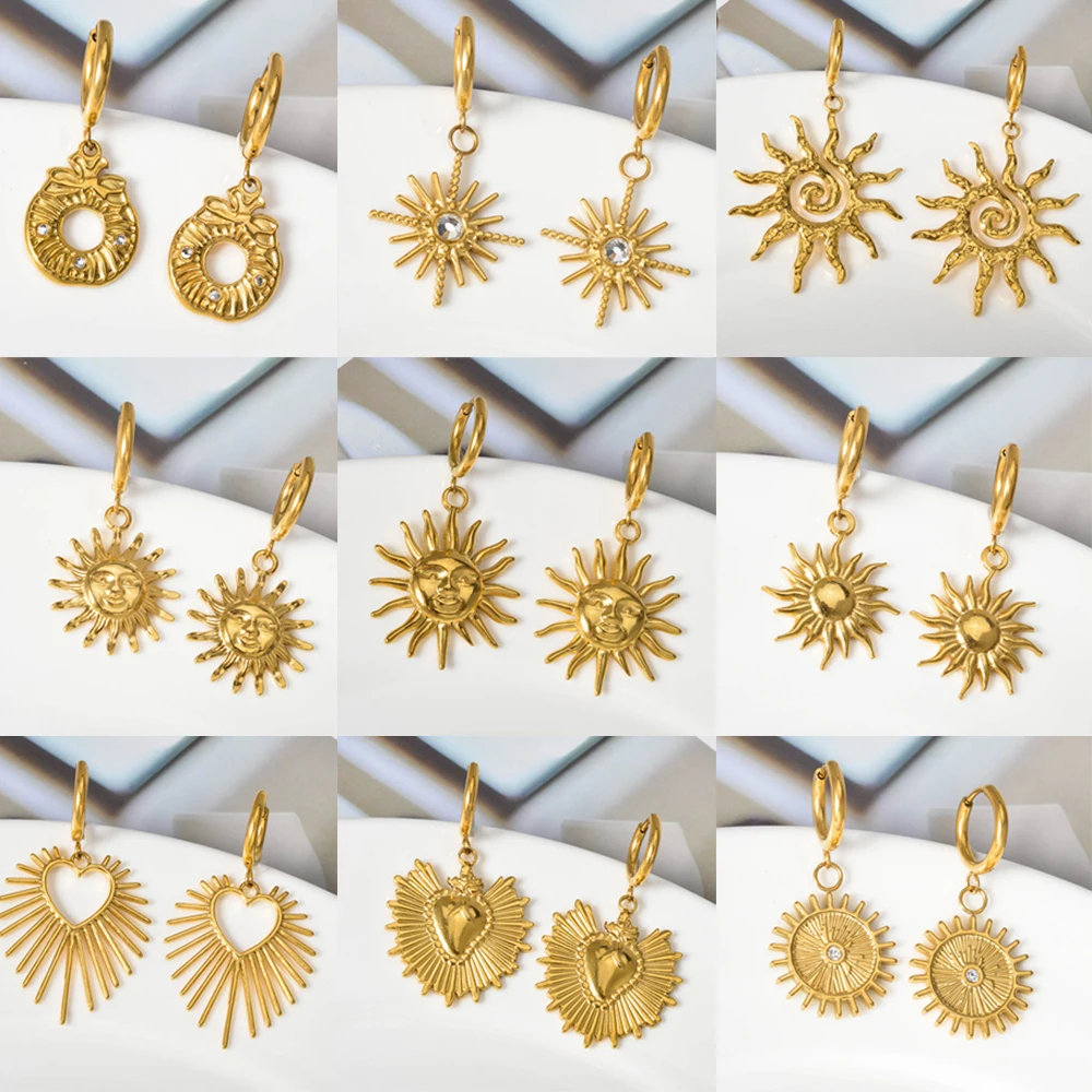 Sun Pendant Drop Earrings Stainless Steel Earrings Women Artistic Wear Display Souvenirs Jewelry Accessories Gifts
Sun Pendant Drop Earrings Stainless Steel Earrings Women Artistic Wear Display Souvenirs Jewelry Accessories Gifts