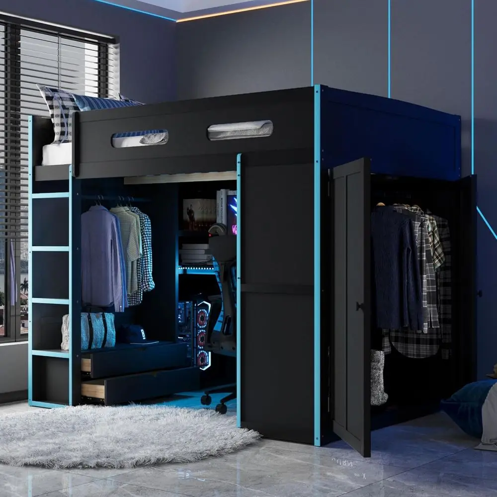 Gaming Bed with Integrated Desk, RGB Lights, USB & Storage, Suitable for Teens and Adults - Cloud Blue
Gaming Bed with Integrated Desk, RGB Lights, USB & Storage, Suitable for Teens and Adults - Cloud Blue