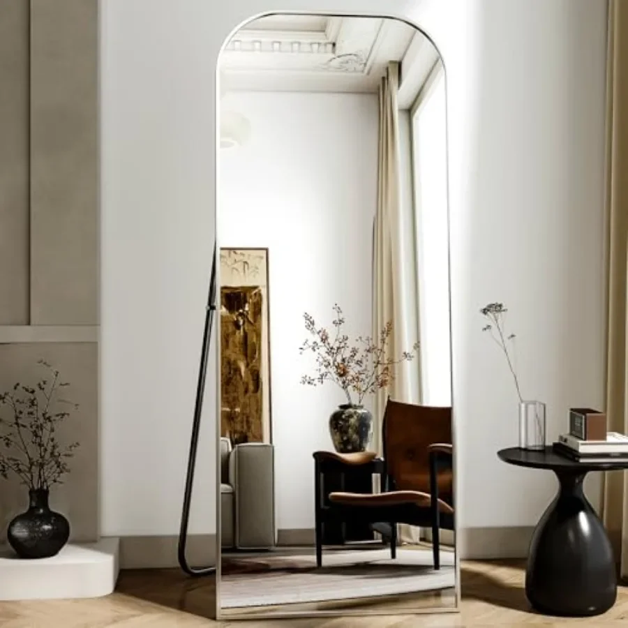 Full-length floor mirror for bedroom/living room/cloakroom: 56x21 inch arched aluminum frame, freestanding or wall-mountable, s
Full-length floor mirror for bedroom/living room/cloakroom: 56x21 inch arched aluminum frame, freestanding or wall-mountable, s