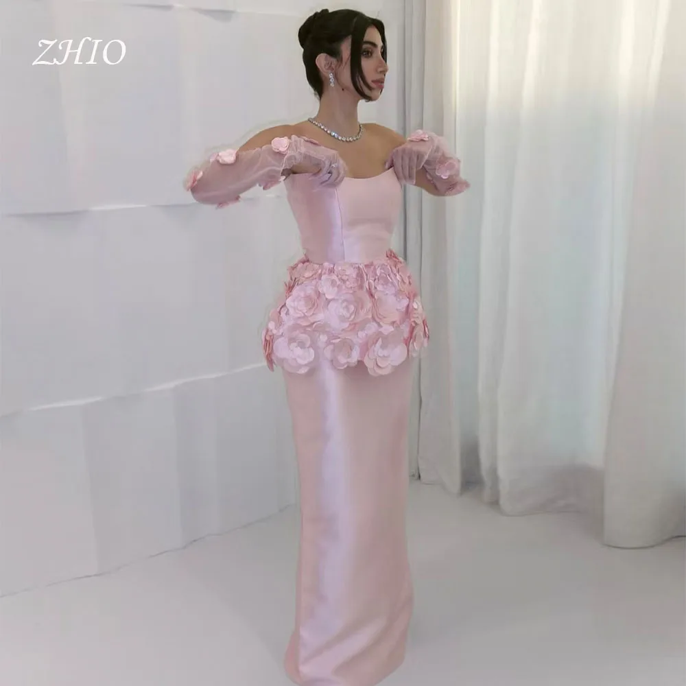 ZHIO Charming 3D Floral Evening Dress Strapless Floor Length Pink Satin Straight Saudi Dubai Formal Party Prom Gown Customized
ZHIO Charming 3D Floral Evening Dress Strapless Floor Length Pink Satin Straight Saudi Dubai Formal Party Prom Gown Customized