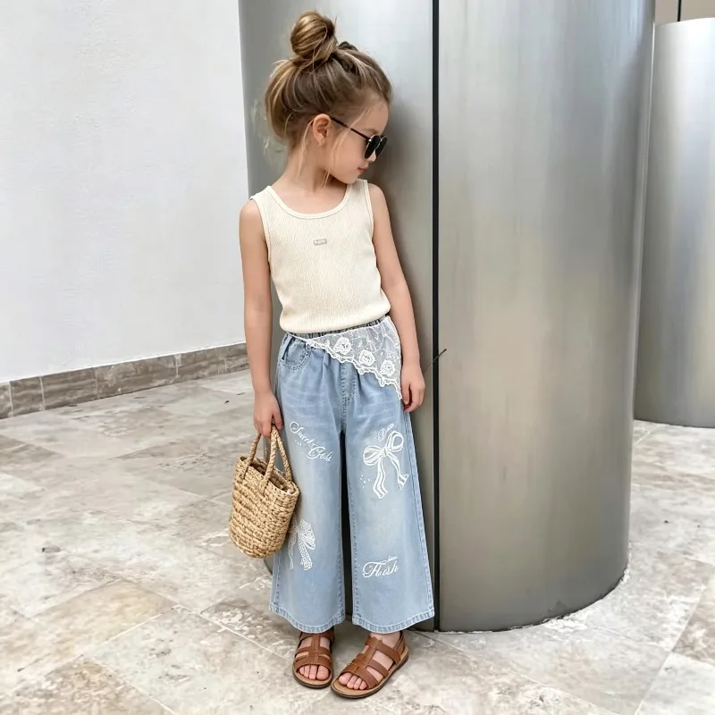 2026 Big Girls Pants Spring Summer New Vintage Bow Lace Bum Cover Jeans Worn White Versatile Casual Pants
2026 Big Girls Pants Spring Summer New Vintage Bow Lace Bum Cover Jeans Worn White Versatile Casual Pants