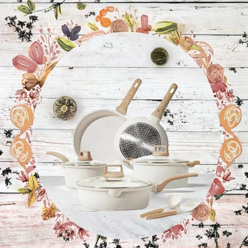 Classic White Granite Non-stick Aluminum 14-Piece Cookware Set Durable Eco-friendly Oven Safe Dishwasher Safe Home Use
Classic White Granite Non-stick Aluminum 14-Piece Cookware Set Durable Eco-friendly Oven Safe Dishwasher Safe Home Use