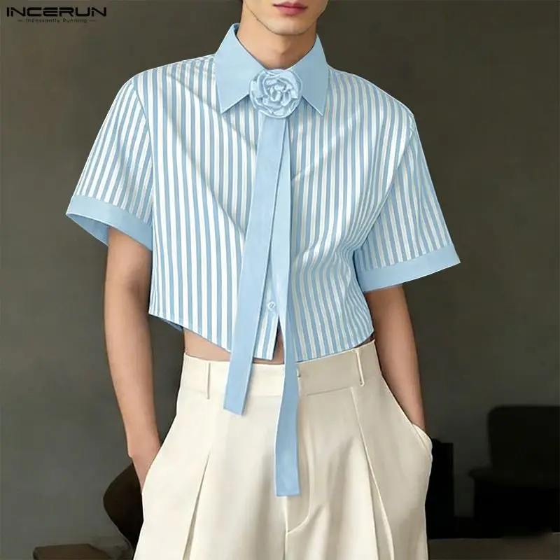 INCERUN Men's Shirt Striped Patchwork Flower Lapel Short Sleeve Crop Tops Shirts For Man Summer Streetwear Fashion Men Clothes
INCERUN Men's Shirt Striped Patchwork Flower Lapel Short Sleeve Crop Tops Shirts For Man Summer Streetwear Fashion Men Clothes