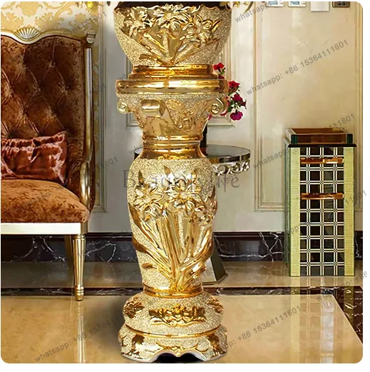 European large floor-to-ceiling ceramic vase Roman column decorative ornament 90 cm high-end luxury gold
European large floor-to-ceiling ceramic vase Roman column decorative ornament 90 cm high-end luxury gold