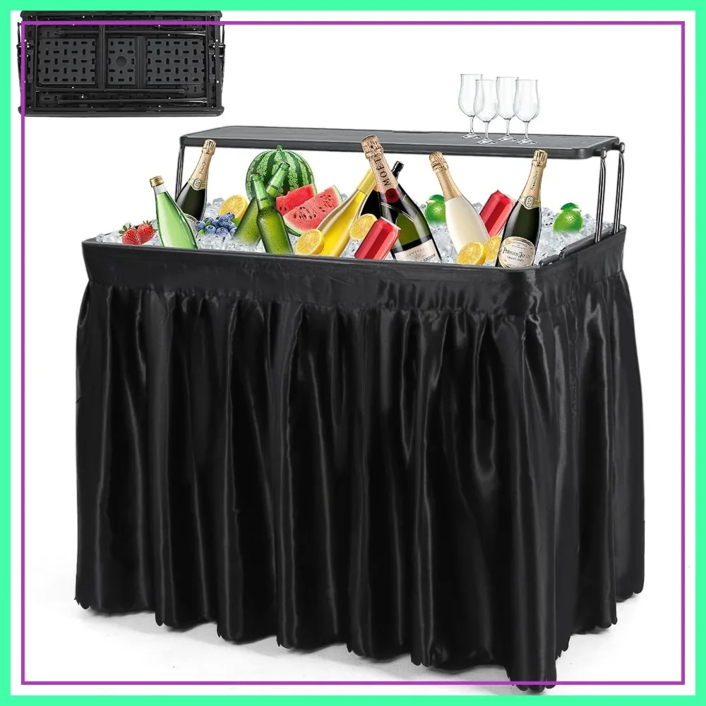 4 ft Folding Ice Cooler Table with Drain, Storage Shelf, Black
4 ft Folding Ice Cooler Table with Drain, Storage Shelf, Black