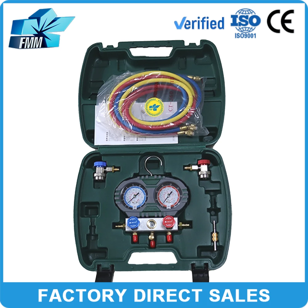 FMM Good Quality Refrigerant Table Manifold Gauge Set for R134A R404A R22 R407C Refrigerant Filling Monitoring Tool
FMM Good Quality Refrigerant Table Manifold Gauge Set for R134A R404A R22 R407C Refrigerant Filling Monitoring Tool