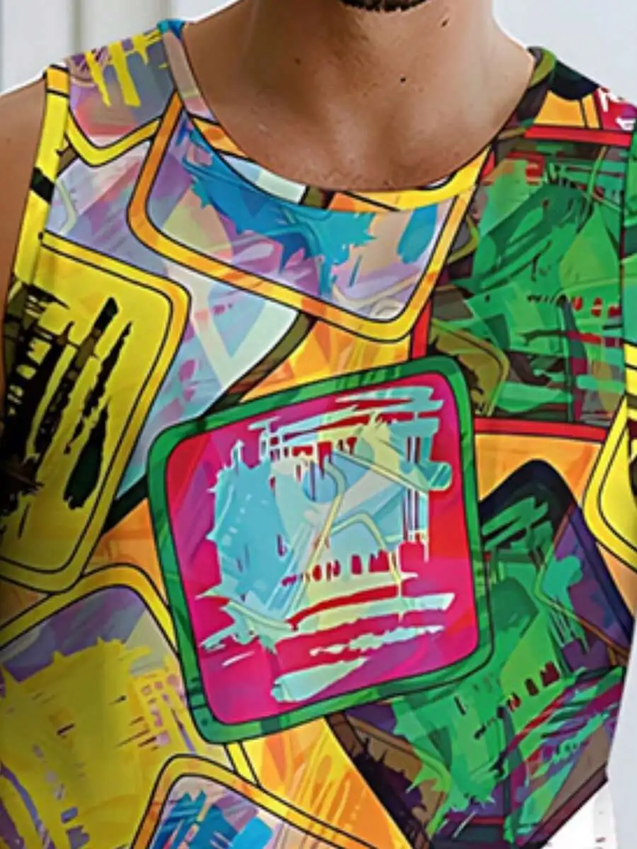 Mens Geometric Patchwork Vest And Shorts Set Polyester Lightweight Breathable Leisure Sportswear
Mens Geometric Patchwork Vest And Shorts Set Polyester Lightweight Breathable Leisure Sportswear