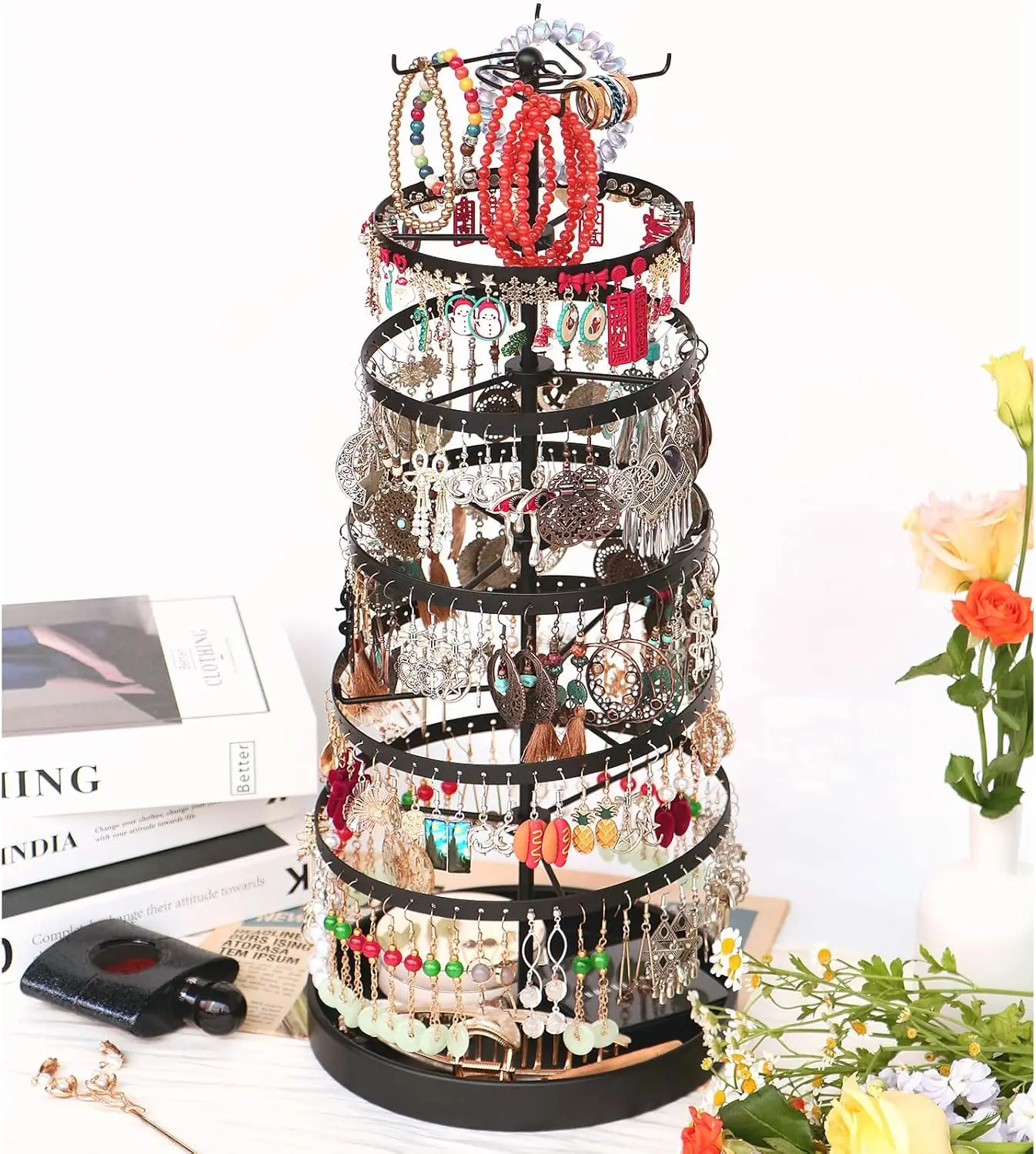 6-Tier Rotating Jewelry Organizer with 230 Holes, Spinning Earring Holder for Women, Ring & Bracelet Display
6-Tier Rotating Jewelry Organizer with 230 Holes, Spinning Earring Holder for Women, Ring & Bracelet Display