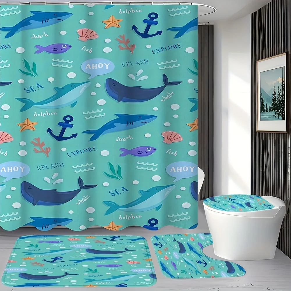 Whale and Anchor Bathroom 4-Piece Set: Shower Curtain, Bath Mat, Toilet Cover, Tank Cover – Nautical Decor
Whale and Anchor Bathroom 4-Piece Set: Shower Curtain, Bath Mat, Toilet Cover, Tank Cover – Nautical Decor
