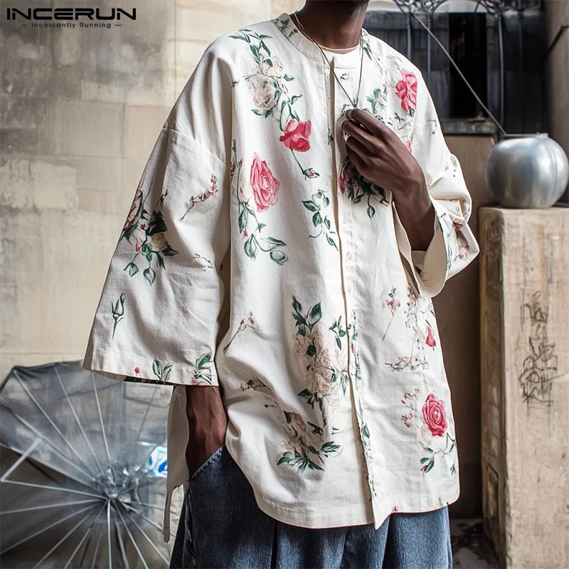 INCERUN Men Shirt Flower Printing Stand Collar 3/4 Sleeve Oversize Men Clothing Streetwear Korean Style Casual Male Shirts 2025
INCERUN Men Shirt Flower Printing Stand Collar 3/4 Sleeve Oversize Men Clothing Streetwear Korean Style Casual Male Shirts 2025