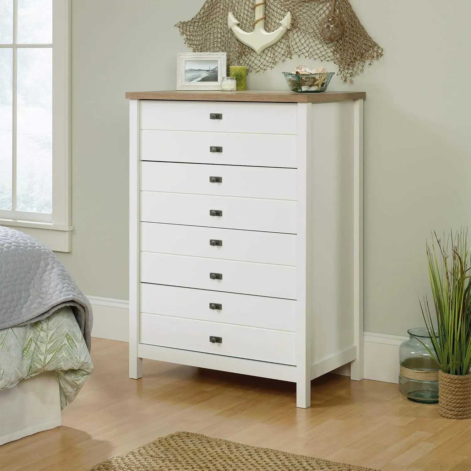 Sauder Cottage Road 4-Drawer Chest, Soft White finish, L: 32.44" x W: 19.29" x H: 44.92"
Sauder Cottage Road 4-Drawer Chest, Soft White finish, L: 32.44" x W: 19.29" x H: 44.92"