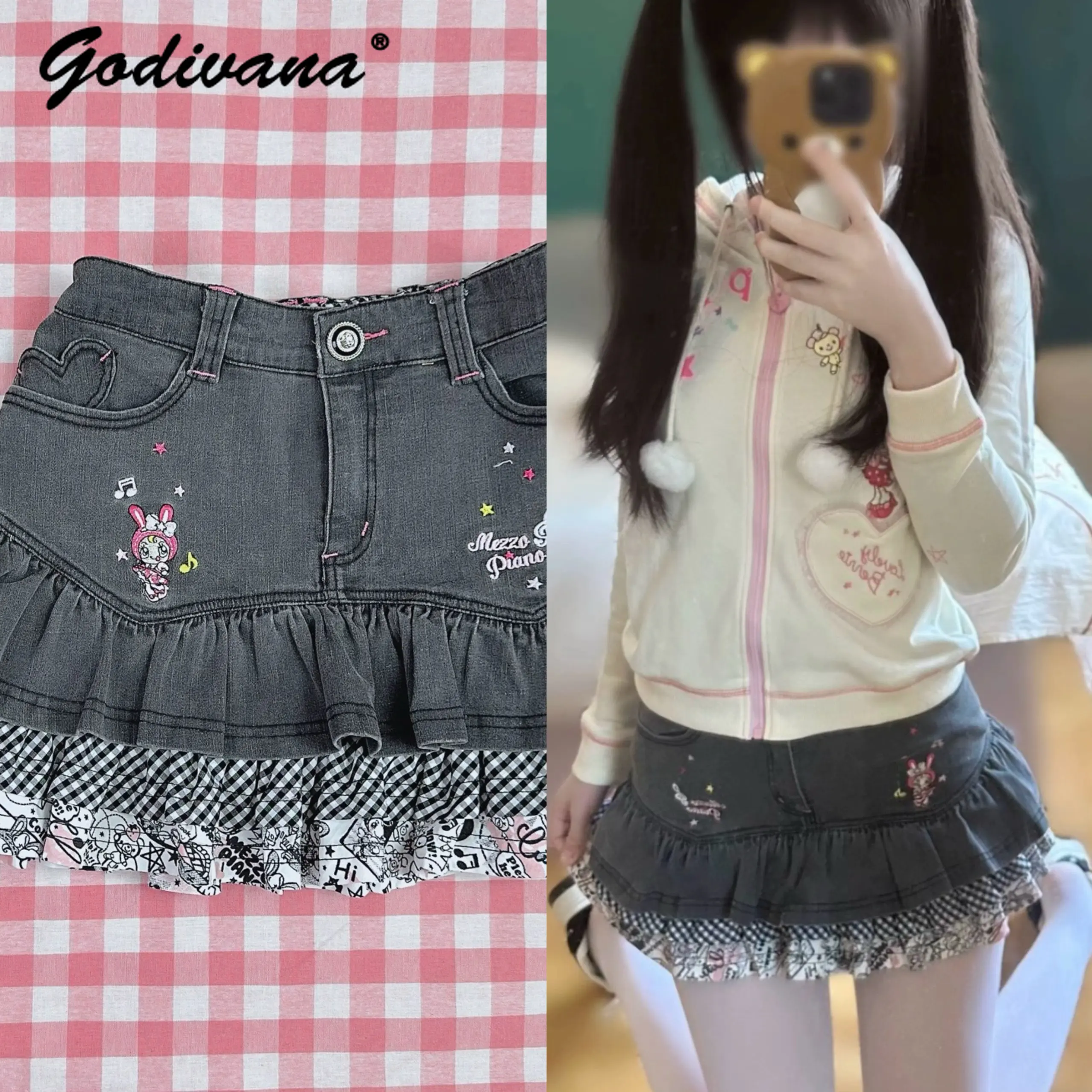 Y2K Cute Girls Short Denim Skirt New Spring and Summer Daughters Sweet Cartoon Embroidred Ruffled Jeans Skirts
Y2K Cute Girls Short Denim Skirt New Spring and Summer Daughters Sweet Cartoon Embroidred Ruffled Jeans Skirts